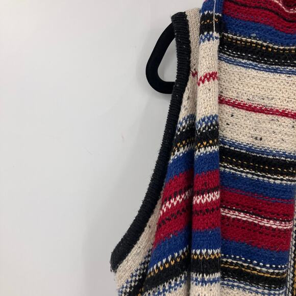 Sam Edelman Blue Red Cream Elsie Blanket Southwestern Waterfall Cardigan Vest - Picture 7 of 8